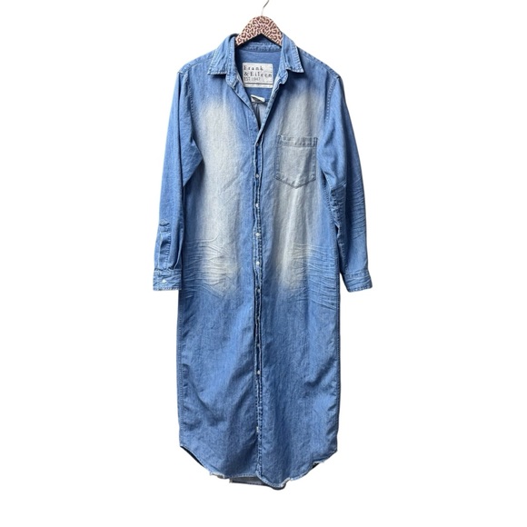 Frank & Eileen Rory Maxi Long Shirtdress Dress Famous Denim Blue Medium - Picture 4 of 16
